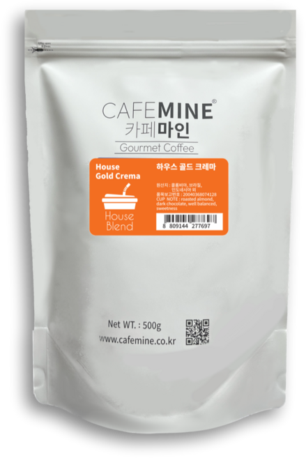 카페마인 하우스 골드크레마 고급 카페 블렌드 홀빈 원두 커피, 1개, 500g