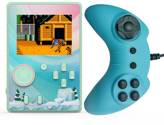 8비트 레트로 게임기 휴대용 게임기 620개 게임 내장 귀여운 풍 디자인 선물용 완벽한 선택, 스노우 마운틴 블루