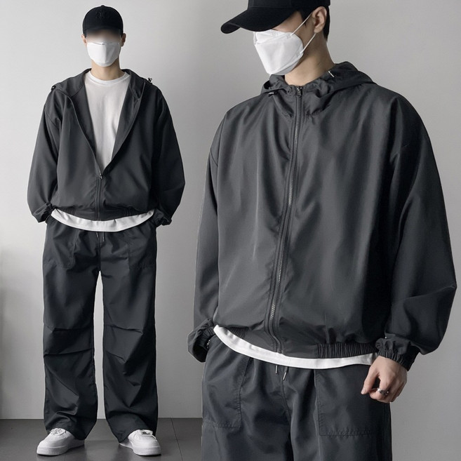 오프앤 고프코어 오버핏 후드 집업 바람막이