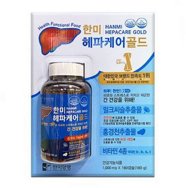 한미 헤파케어 골드 90일분 대용량 1000mg 밀크씨슬 추출물, 180정, 1개