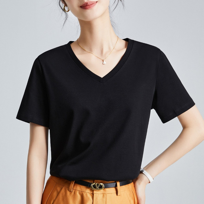 다비즈 여성 반팔티 모달 브이넥 여름 티셔츠