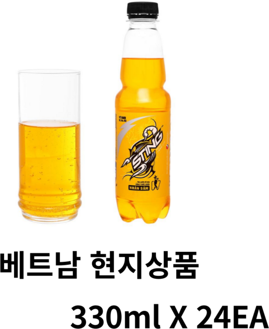 베트남 STING 에너지 드링크 PET, 노랑(인삼/소다), 24개, 330ML