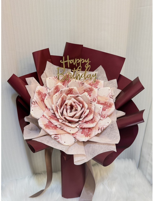 【可接急單】大玫瑰有錢花花束.情人節花束.生日花束, 1件, 20張百鈔 價格已含, 請留言