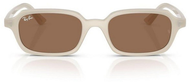 Ray-Ban RB4455 Zuri 직사각형 선글라스 흐린 웜 화이트/다크 브라운