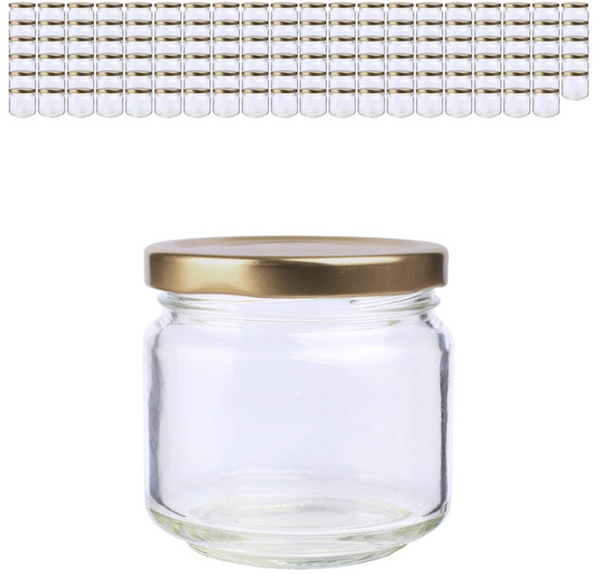 가인글로벌 원형젓갈200 유리병 러그캡 골드, 120개, 165ml