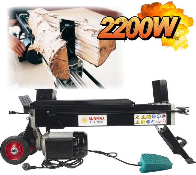 (일자날+풋스위치) 2200w 장작패는기계 전동 유압기계 나무절단기 유압도끼 농촌 팬션 캠핑장 뗄감만들기, 단품