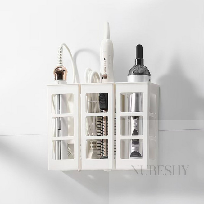헤어기기 보관함 벽걸이고데기거치대, 화이트, 1개