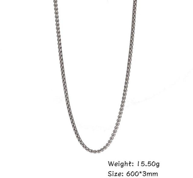 스텐체인 Skyrim 패션 60cm 긴 박스 체인 목걸이 스테인레스 스틸 스테이트먼트 24mm 단단한 쥬얼리 선물 남성 여성, 13) 3 mm wide - 45cm