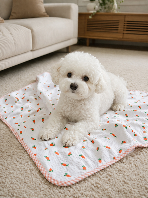 [푸들나무] 당근톡톡 강아지 여름이불, 1개, 크림