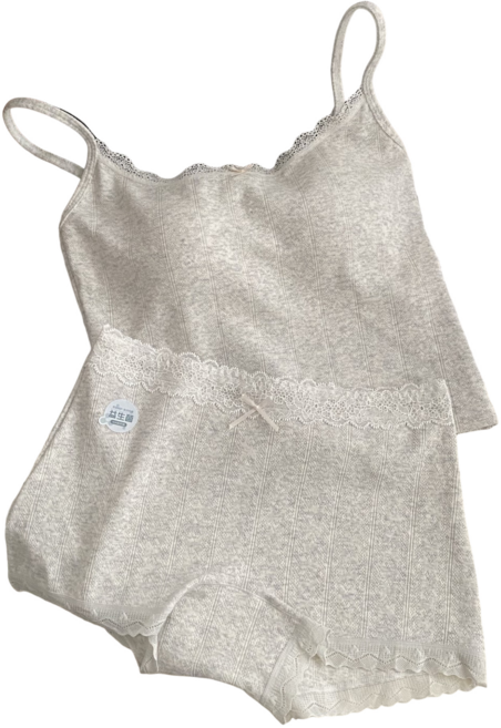 젬버트 여성 귀여운 순면 캡내장 나시 사각팬티 속옷세트