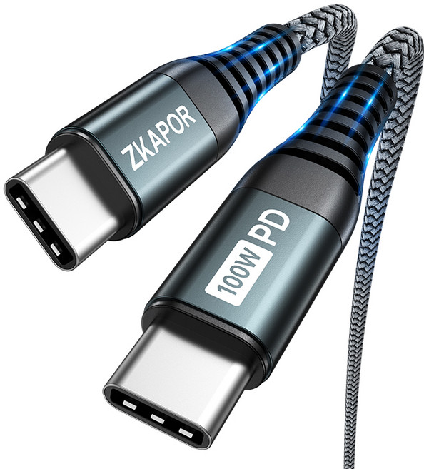 즈카포르 E Marker 칩 100W C to C PD 초고속충전 케이블, 회색, 2m, 1개
