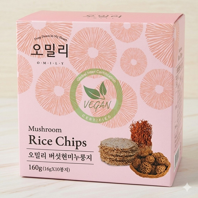 오밀리 현미 버섯누룽지 16g 10봉 고소한 영양간식 아침 대용 OM-1001, 10개