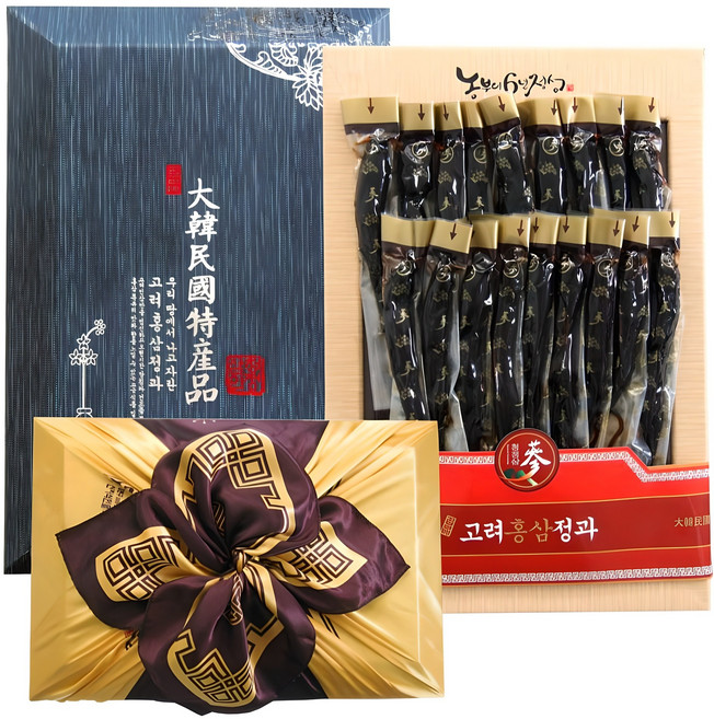 고려 홍삼 정과 절편 국내산 6년 명절 선물 세트 답례품, 한지함 600g (기본보자기 포장), 1개