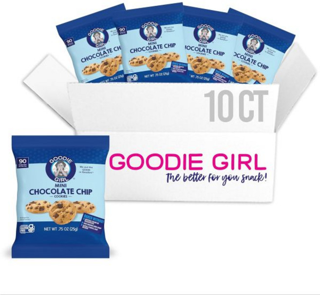 Goodie Girl Cookies 초콜릿 쿠키 구디 걸 미니 칩 스낵 팩 땅콩 무첨가 글루텐 계란 유제품 90칼로리 10개입, 10팩, 25g