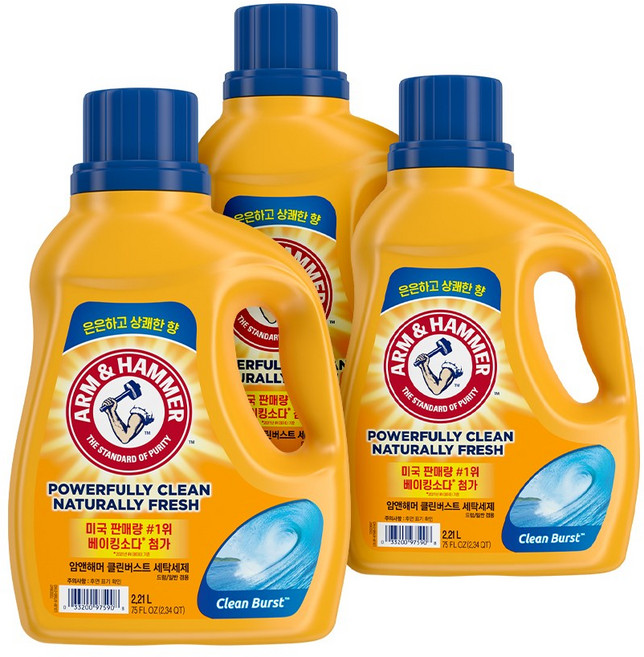 암앤해머 클린버스트 세탁세제, 2.21L, 3개
