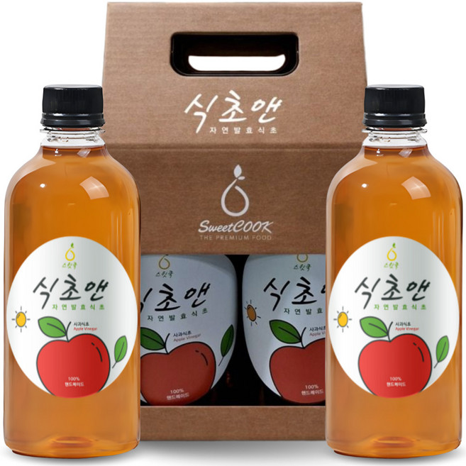 스윗쿡 식초앤 자연 발효 사과식초 선물세트 수제100%, 2개입, 500ml