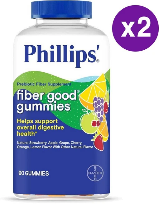 필립스 파이버 굿 구미스 90정 2개 Phillips Fiber Good Gummies - 쿠팡