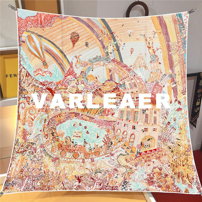 Varleaer 90cm 고급 실크 스카프 여성용 사각 디자인 럭셔리 크리스마스 선물 목 데코레이션 스카프 여성 패션 액세서리 대형 실크 스카프