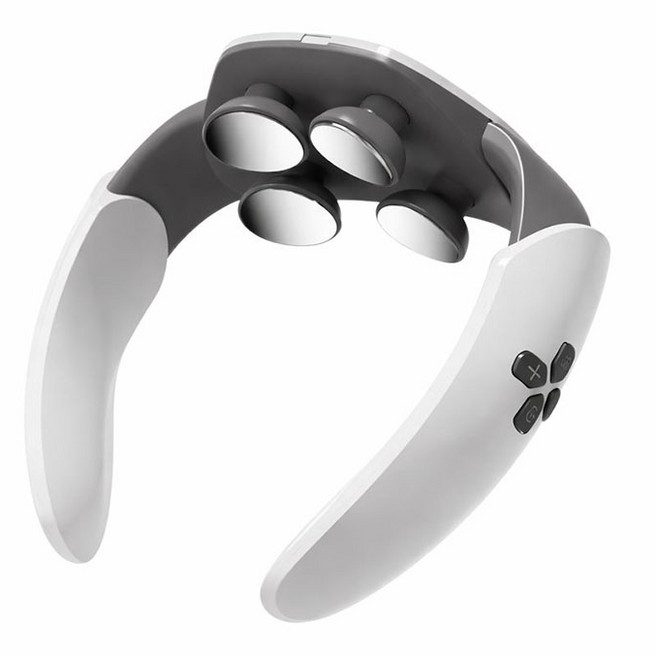 스마트 목 마사지기 TENS 저주파 온열 기능 무선 충전식 어깨 목 케어 안마기, 화이트