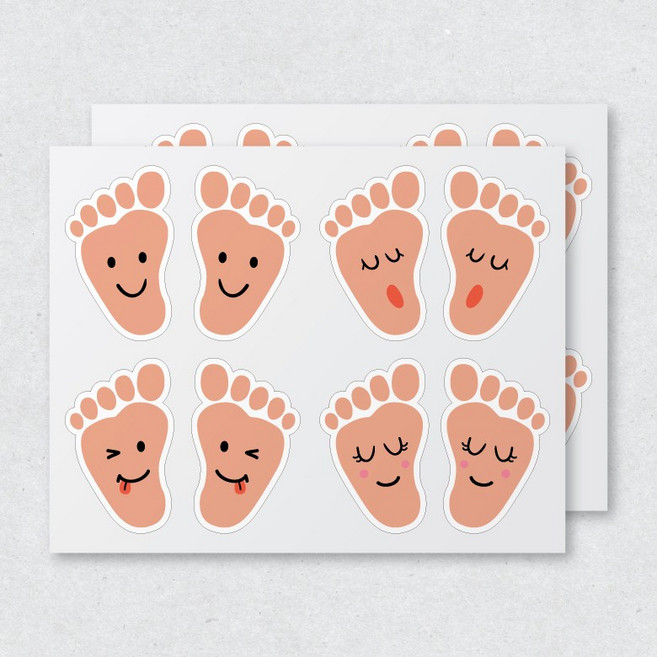 컬러 발모양 스티커, 살색 x 2장