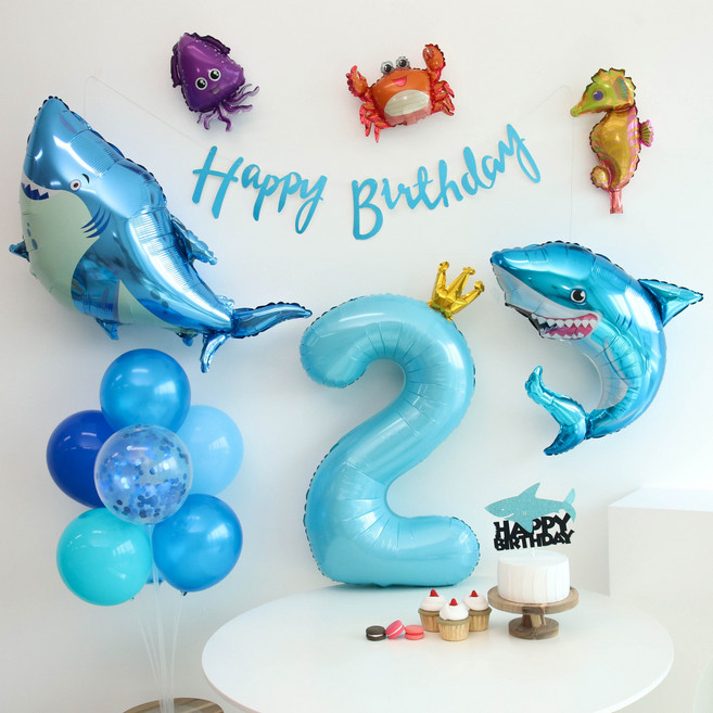 이벤트홀릭 상어 풍선 생일파티세트, 숫자풍선 2