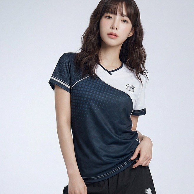 픽스기어 국내제작 여성 배드민턴복 탁구복 테니스복 기능성 반팔 티셔츠 흡한속건 단체복 브이넥 라운드넥 TSW-JH12