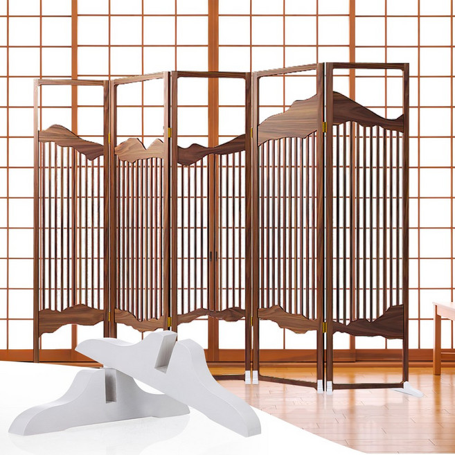 2개입 나무 룸 디바이더 베이스: 접이식 스크린 패널용 견고한 스탠드 부드러운 빈티지 디자인 홈 오피스