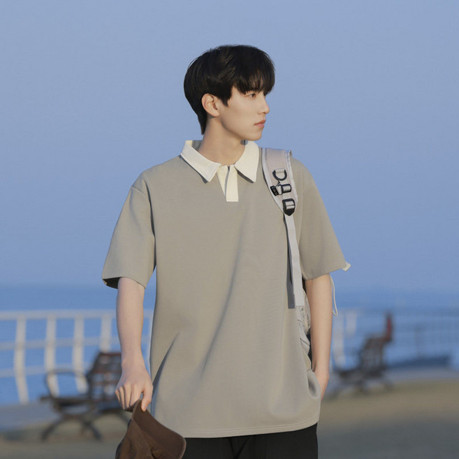 ANYOU 남성 여름 쿨링 오버핏 반팔티 빅사이즈 데일리 캐주얼 티셔츠