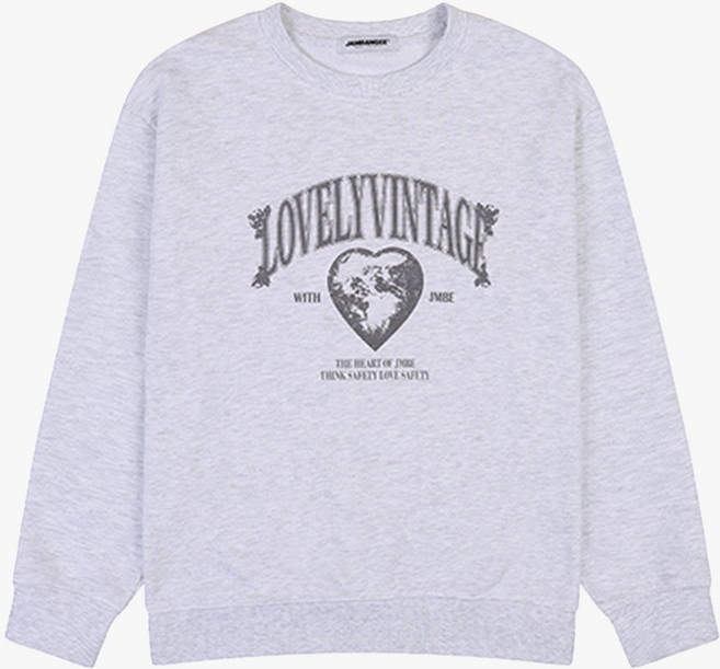 여성) 하트 레터링 그래픽 보스쮸리 맨투맨(세미오버핏) AP1WTS157-WG