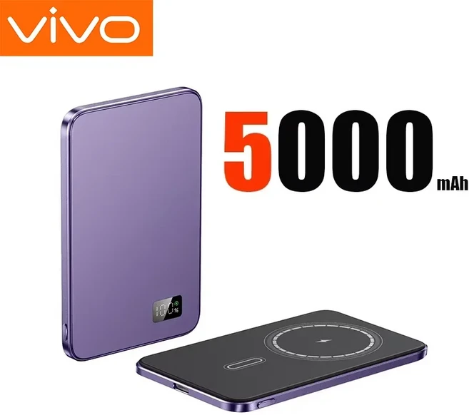 Xiaomi 10000mAh 마그네틱 무선 보조베터리 PD25W iPhone Samsung 용 Magsafe 고속 충전 휴대용 외장 배터, 07 Purple 5000mAh