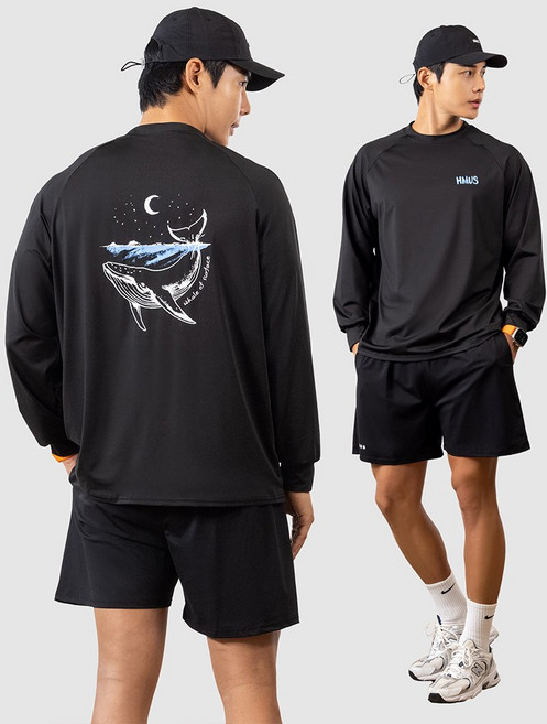 남자 루즈핏 래쉬가드 상의 + 보드숏 반바지 하의 수영복 비치웨어 세트