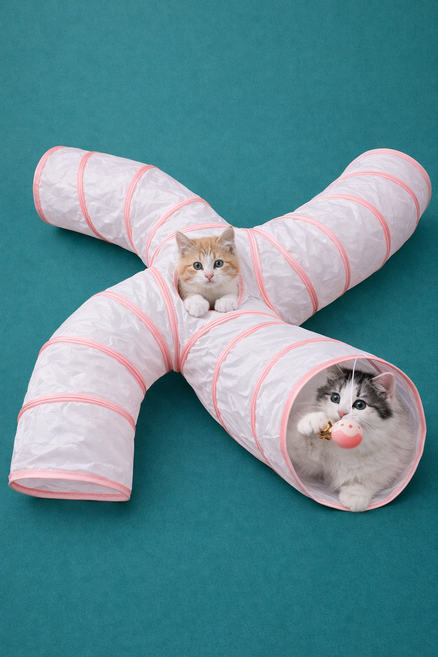 차즈마켓 고양이 터널 숨숨집 캣터널 장난감 놀이 숨숨터널, 1개, 핑크트위스트형