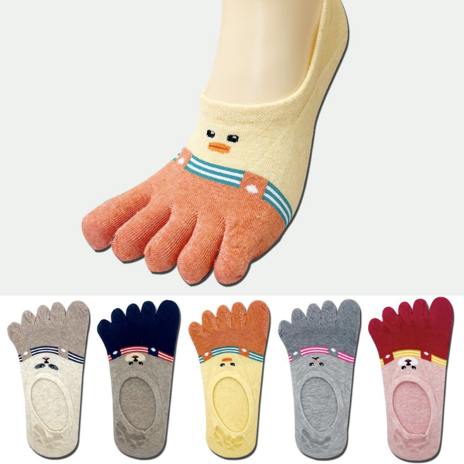 트레스패스 여성 고급 벗겨지지 않는 패션 발가락 페이크삭스 덧신양말 5켤레