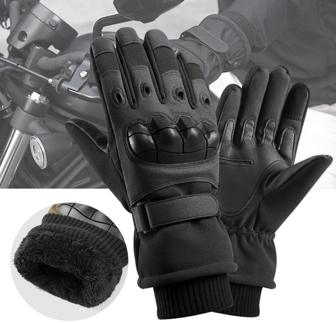 아띠꼴로 오토바이 자전거 킥보드 겨울 방한 장갑 기모 털장갑, 매트블랙
