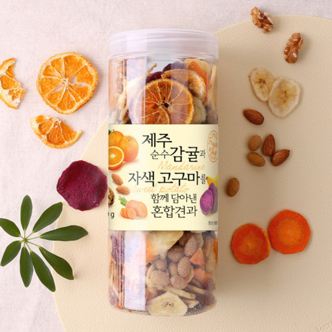 제주감귤과자색고구마 혼합믹스용기 530g 3개 야채칩믹스넛 웰빙간식, 1박스, 1.59kg