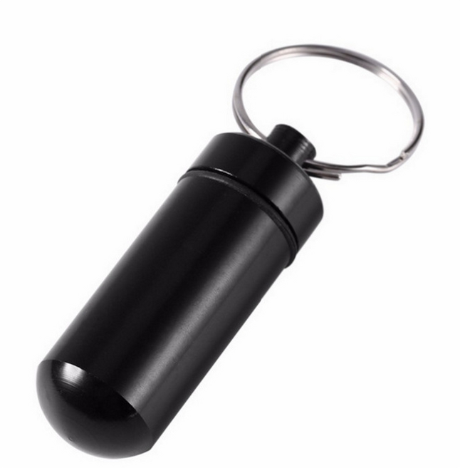 휴대용 알루미늄 알약통 비타민 영양제 방수 밀폐 케이스, 알루미늄 알약통 블랙, 1개