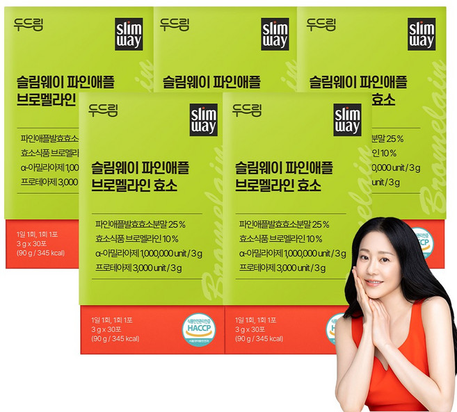 [두드림] 슬림웨이 파인애플 브로멜라인 효소, 5박스, 30회분