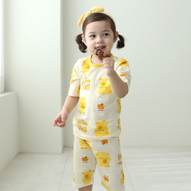 잼베이비 7부 유아동 편면 가볍고 부드러운 실내복 잠옷세트