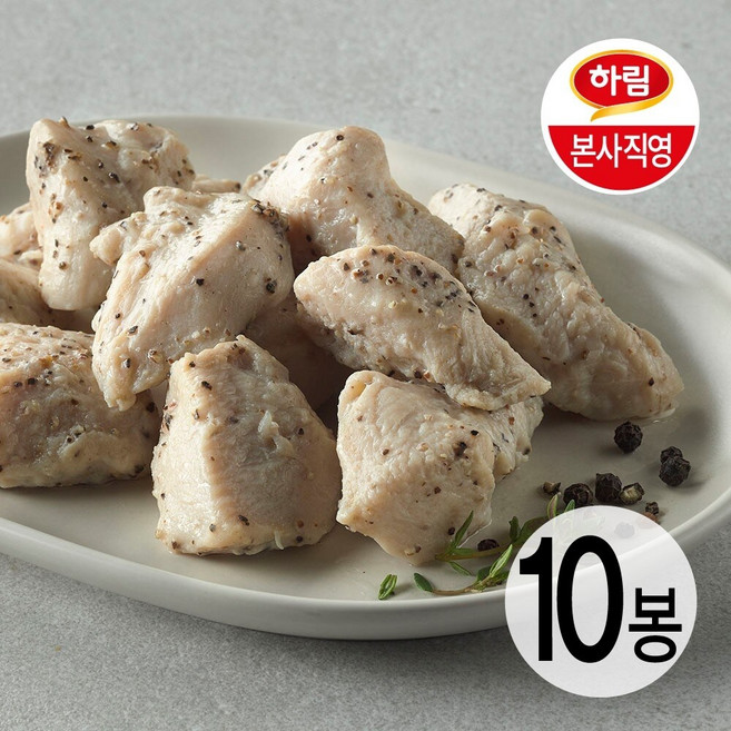 하림이닭 한입 닭가슴살 블랙페퍼 100g 10팩, 10개