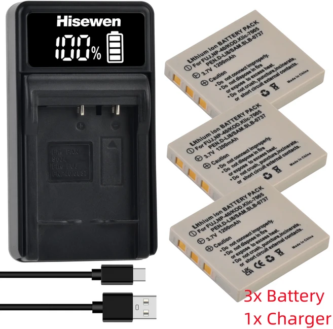 FNP-40 배터리 + 충전기 FinePix F402 F455 Z1 Z2 Z3 Z5 V10 J50, 07 3xBattery 1xCharger