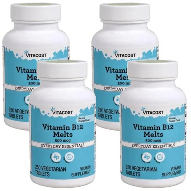 비타코스트 비타민 B12 멜트 오렌지 500mcg 250정, 4개 - 쿠팡