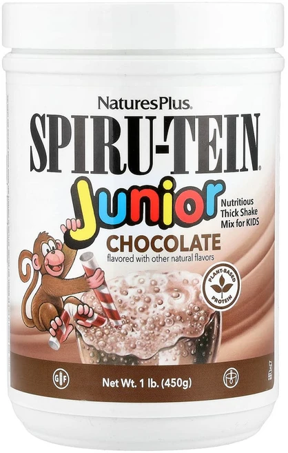네이쳐스플러스 Spiru-Tein 주니어 영양이 풍부한 셰이크 믹스 초콜릿 맛 450g(1lb), NaturesPlus, Spiru-Tein 주니어, 어, 1개 - 쿠팡