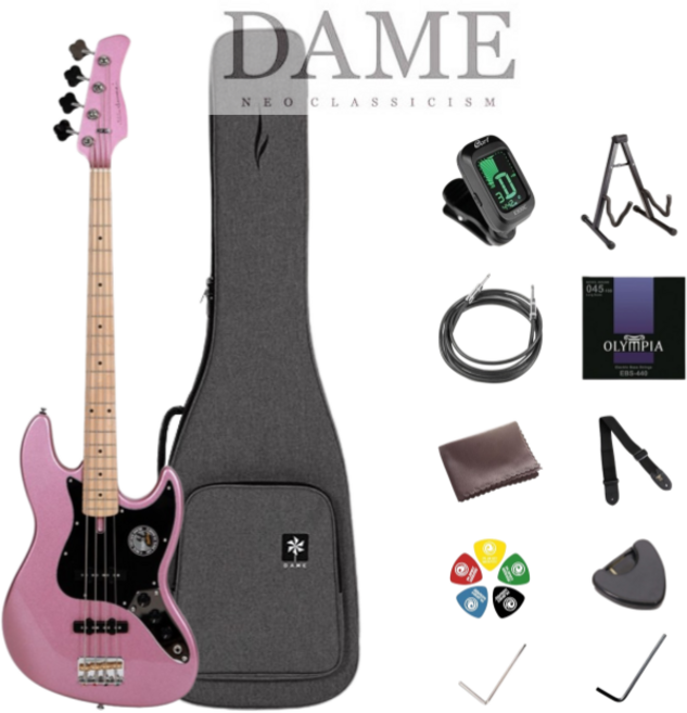 데임 Dame VS5 입문용 재즈 베이스, 버건디 (메이플지판), 1개