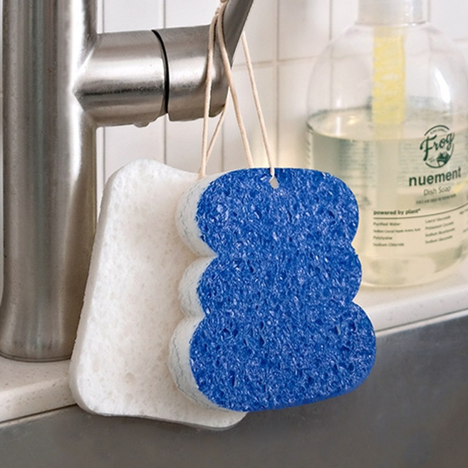 천연펄프수세미 고압축 셀룰로오스 무흠집 설거지 쑤세미 제로웨이스트, 옐로 오리