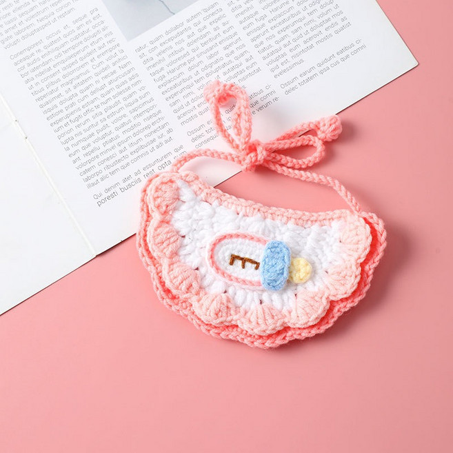 시웨이 강아지 고양이 알록달록 귀염 뜨개 케이프 니트 스카프, 1개, 젖병