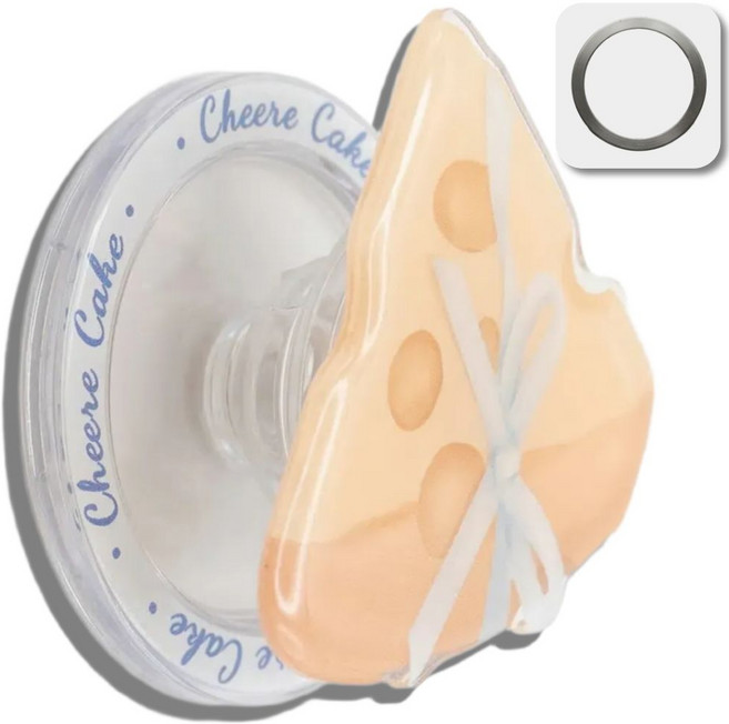 디어쿼츠 맥세이프 핸드폰 자석 그립톡, 1개, 옐로우치즈 + 마그네틱 링