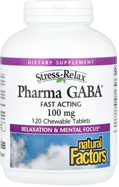 네츄럴펙터스 스트레스 완화 Pharma GABA 100mg 츄어블 120정, 1개 - 쿠팡
