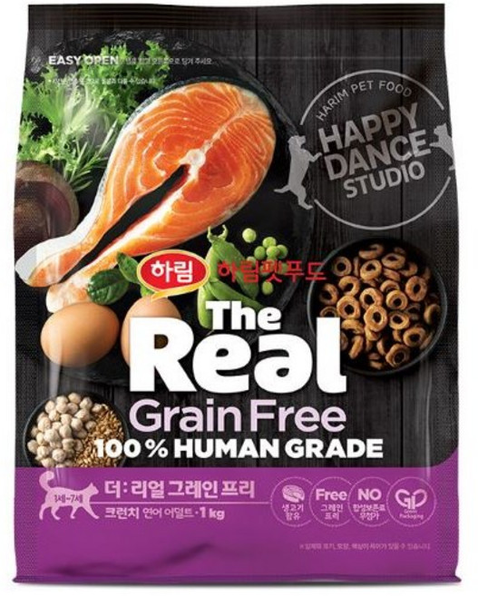 하림펫푸드 어덜트 더리얼 캣 그레인프리 크런치 건식사료, 연어, 1kg, 1개