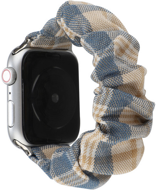 티엑스엘엑스 애플워치 곱창 스크런치 밴드 스트랩, 1개, 블루 체크