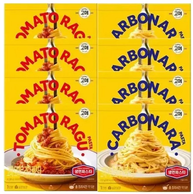 CJ제일제당T고메 토마토라구생면파스타 250g x4개+까르보나라생면파스타 250g..., 4개